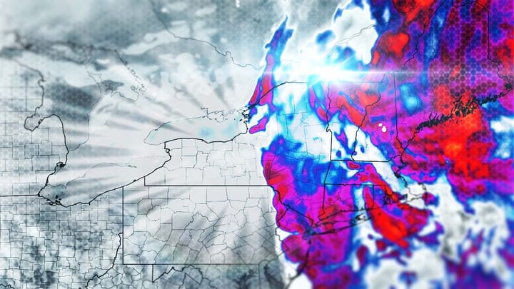 Artistic rendering of simulated infrared satellite imagery from Pivotal Weather.